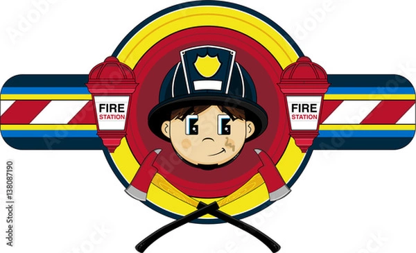 Obraz Cartoon Firefighter - Fireman