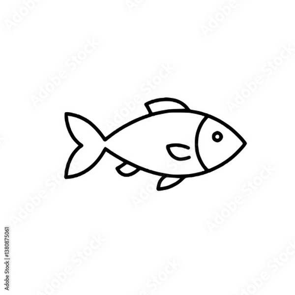 Obraz Simple fish icon in minimalist contour graphics style