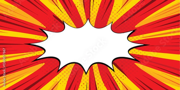 Fototapeta Comic Book Style Burst Background with Blank Speech Bubble