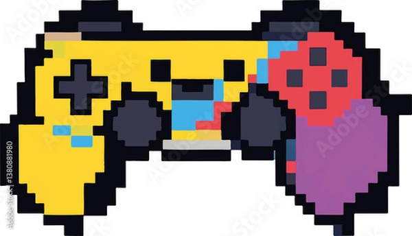 Fototapeta Bright Retro Gamepad, Pixel-Style
