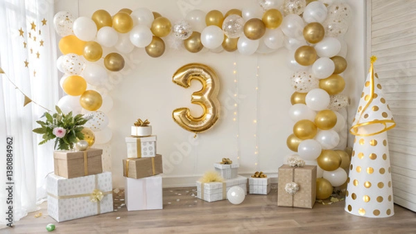 Obraz 3rd Birthday decorations background 