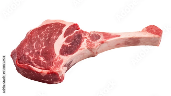 Fototapeta A single raw tomahawk steak isolated against transparent background