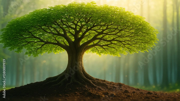 Fototapeta Tree growing with room for copy text