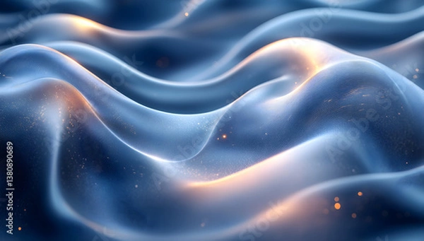 Fototapeta Minimalism Blue background with a glowing light curved lines.