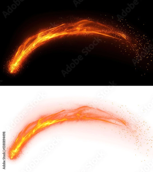 Obraz Arc of fiery welding sparks for metalwork scenes, motion design or explosion effects isolated on transparent background