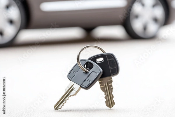 Fototapeta Professional automotive locksmith providing car key programming and duplication service for enhanced convenience and security