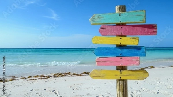 Fototapeta Your Message Here – Signpost by the Sea