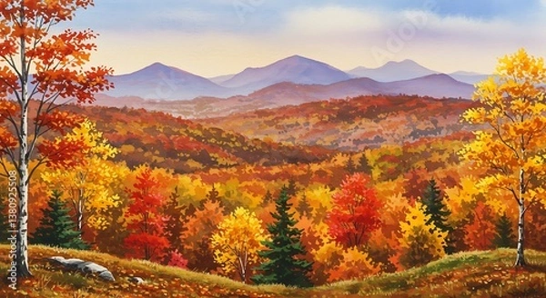 Fototapeta Autumn's Ember Glow AI Generated
