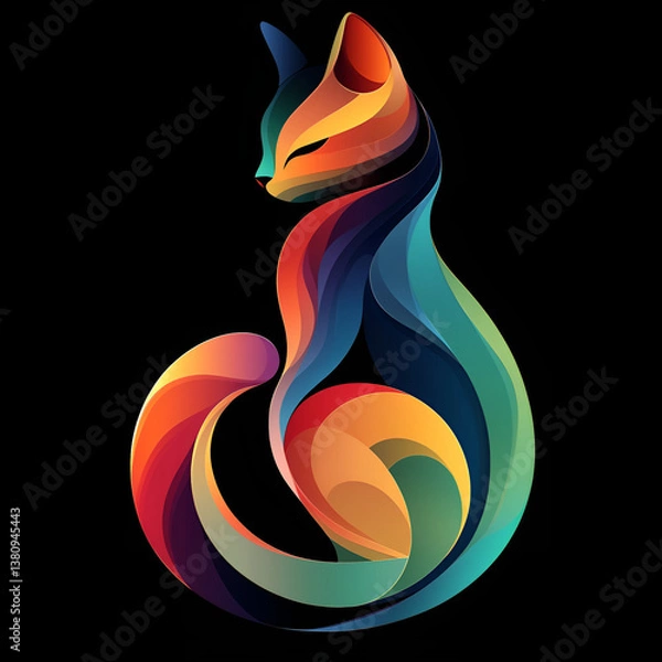 Fototapeta Abstract Cat with Vibrant Colors