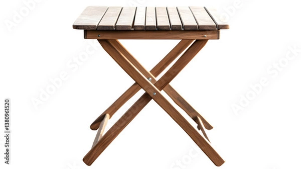 Obraz Modern Wooden Table Isolated on White Background for Professional Interior Design Concepts.