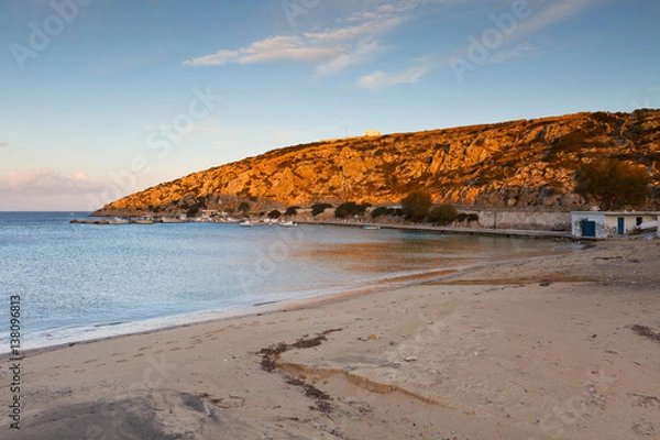 Fototapeta Beach and harbor on Iraklia island in Lesser Cyclades, Greece.