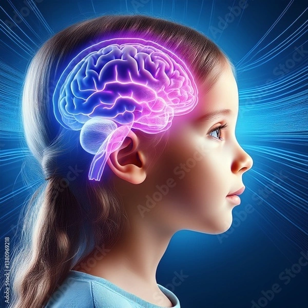 Obraz Exploring brain activity in a child's mind showcasing creativity and thought processes