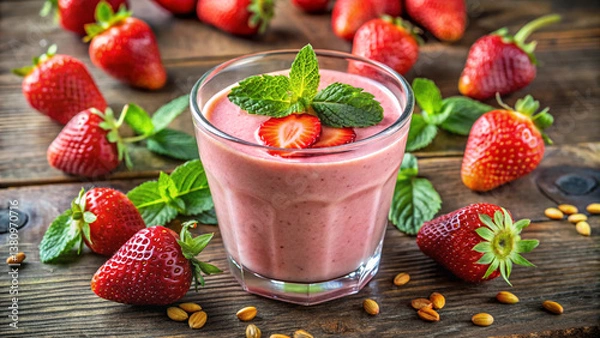 Fototapeta Fresh Strawberry and Smoothie Healthy and Refreshing Beverage