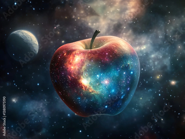 Obraz Cosmic Apple with Galaxy Inside