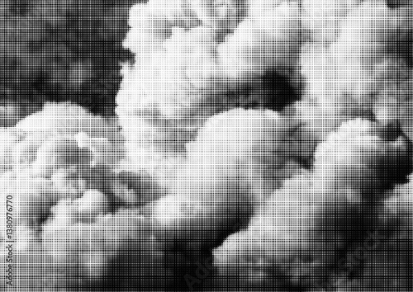 Fototapeta Large vector halftone clouds texture with a transparent background