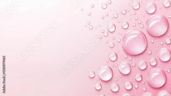Fototapeta Elegant pink water drops background texture, stunning visual for modern designs and refreshing aesthetics