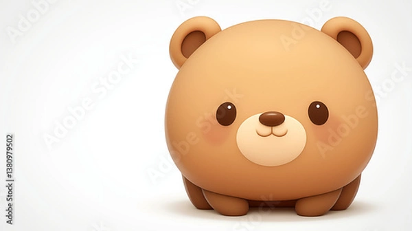 Obraz Cute brown bear on white background with copy space