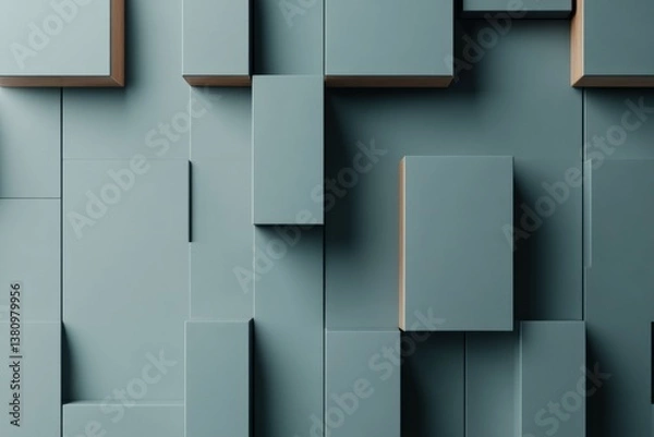 Fototapeta Abstract turquoise geometric surface with extruded cubes creating a modern pattern