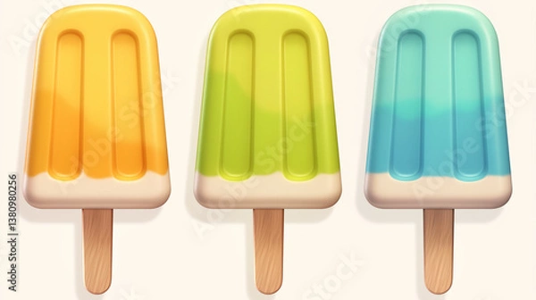 Obraz Three colorful ice cream isolated on light background
