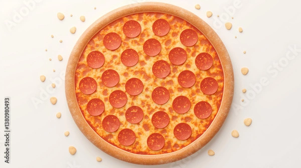 Obraz Round pizza on white background, illustration