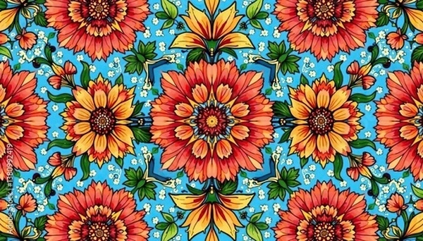 Fototapeta Intricate floral design, repeating seamlessly , wallpaper, design, background pattern