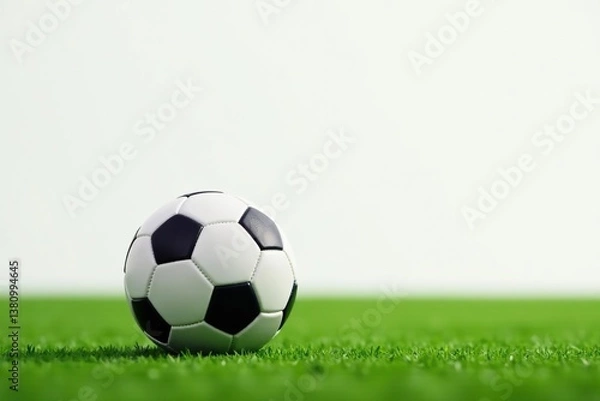Fototapeta New, pristine football against pure white backdrop, sharp, sporting goods, ball