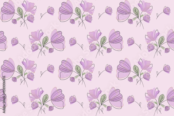 Fototapeta Delicate pattern in pastel pink tones