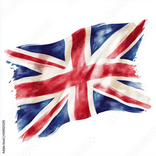 Obraz Hand-drawn style wavy United Kingdom flag Isolated on white background.