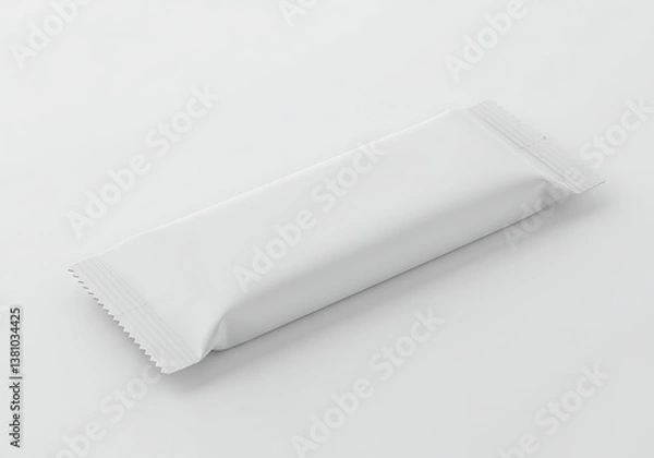 Fototapeta White blank candy bar wrapper mockup template for branding and package design presentation isolated