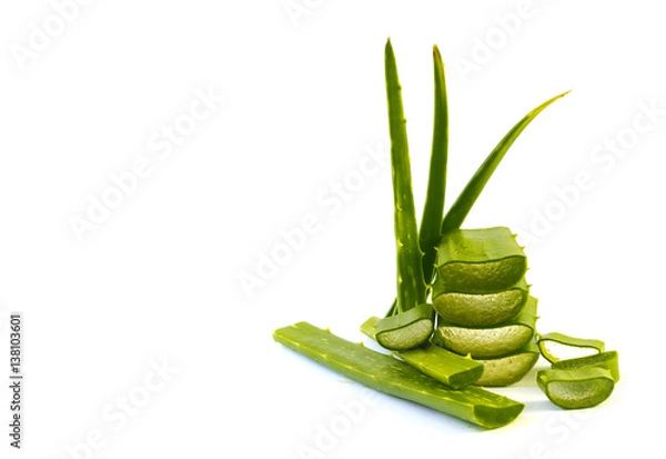 Fototapeta sliced aloe vera on white background