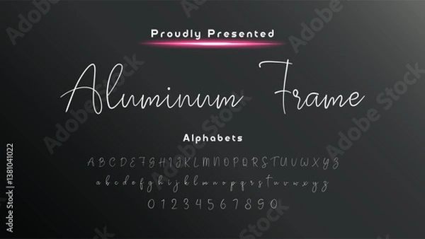 Fototapeta Hand drawn calligraphic vector monoline font. Distress signature letters. Modern script calligraphy type. ABC typography latin signature alphabet.