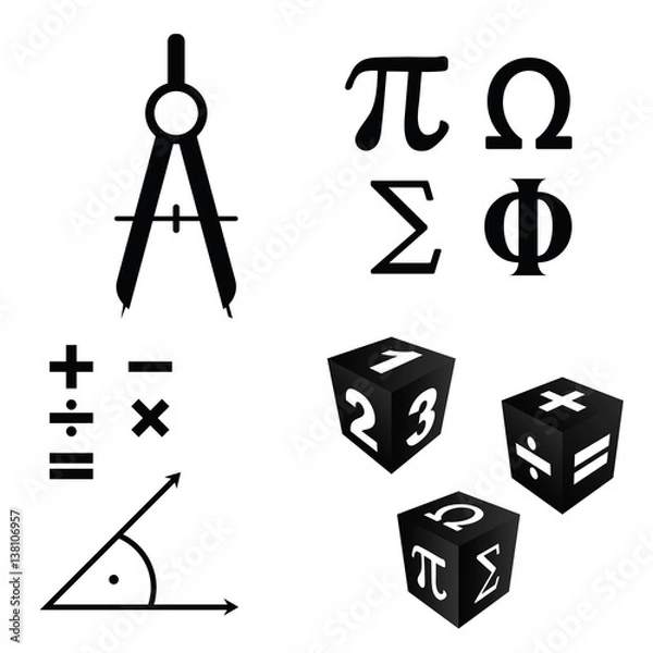 Obraz math icons set in black color illustration