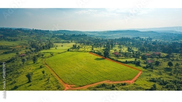 Fototapeta Scenic Landscape with Lush Green Fields and Rolling Hills