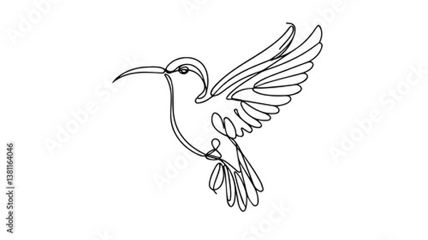 Obraz a realistic hummingbird one line drawing