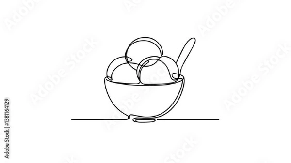 Fototapeta ice cream one continuous line drawing