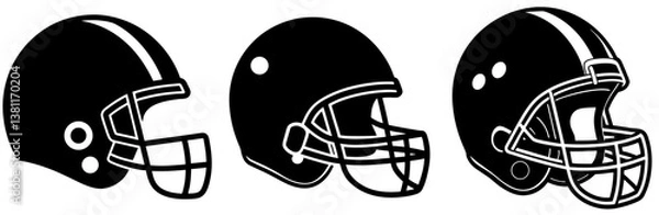 Fototapeta Football Helmet Silhouette Vector Art on White Background