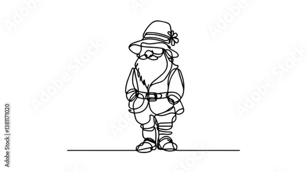 Obraz minimalist continuous one line drawing illustration of an Irish dwarf 