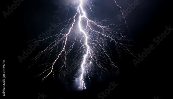Fototapeta tunder lightning bolts isolated on black background