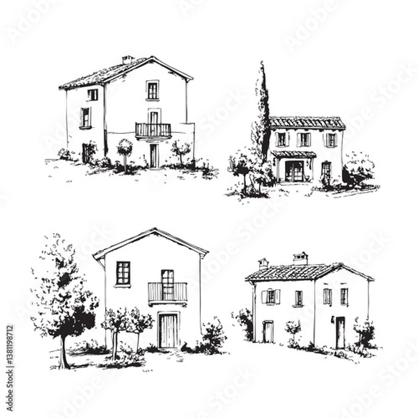 Obraz Vineyards landscapes sketched abstract digital illustration