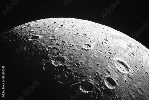 Fototapeta High-Resolution Lunar Surface with Craters Under Dramatic Lighting
