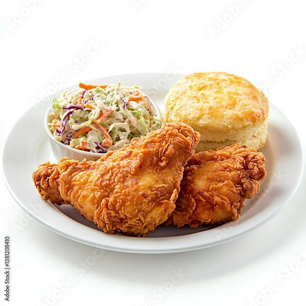 Fototapeta  fried chicken breast combo meal, served with coleslaw