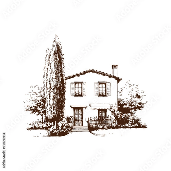 Obraz Vineyards landscapes sketched abstract digital illustration