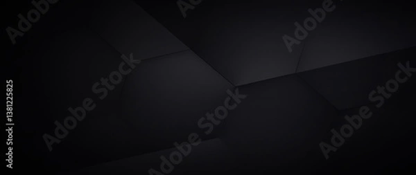 Fototapeta Dark abstract background - wide banner, hexagonal elements, digital illustration