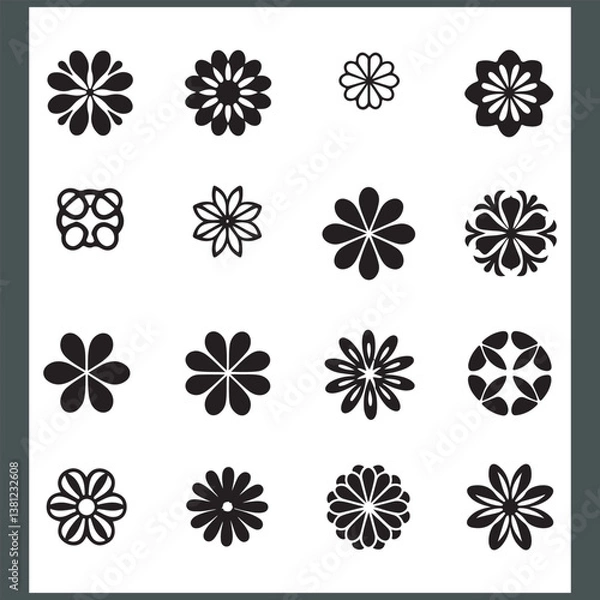 Obraz Flower vector icons set, garden plant, and Flowers icon set. Flowers on transparent background. Flowers in modern simple
