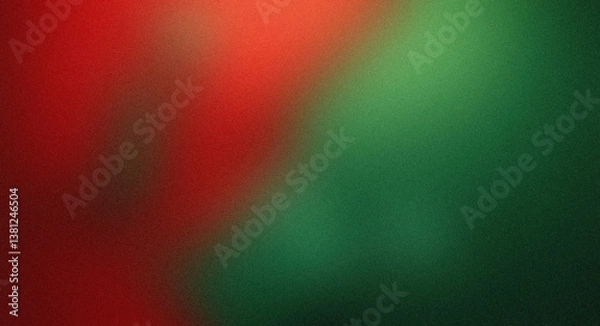 Obraz Red and green gradient background creating a christmas feeling with subtle grain texture