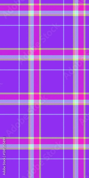 Fototapeta Famous fabric plaid textile, teenager pattern check tartan. Oilcloth background seamless vector texture in violet and pink colors.