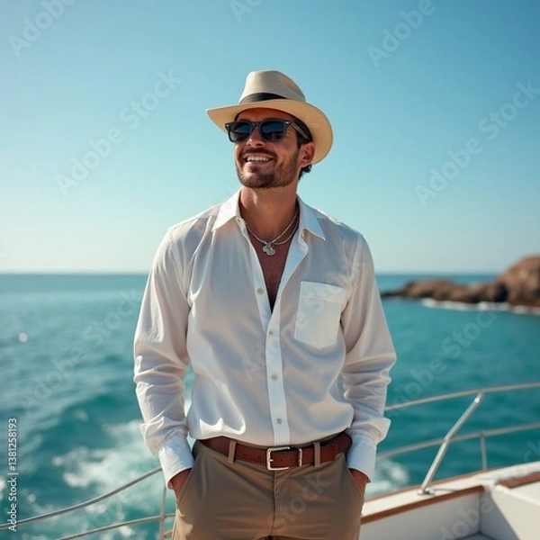 Obraz man on boat
