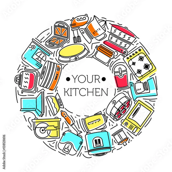 Fototapeta kitchen appliances icons