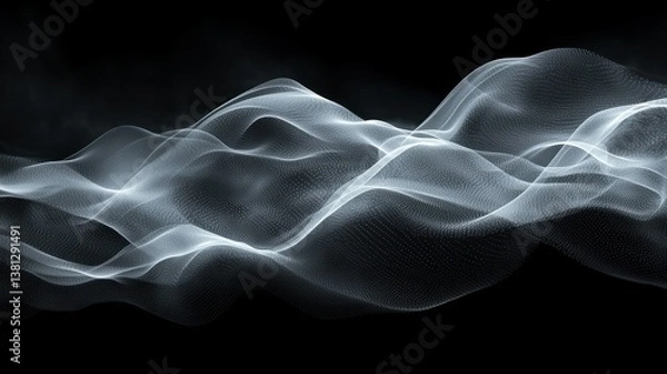 Obraz Abstract Grey Waves Digital Art:  Flowing, Serene, and Ethereal Digital Abstract Background Image