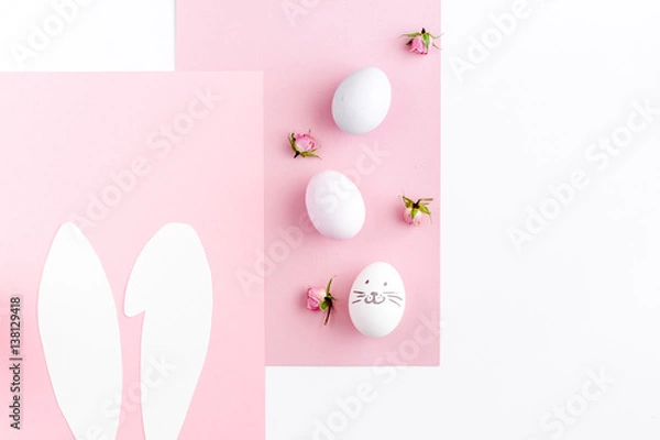 Obraz Easter concept on white background top view mockup